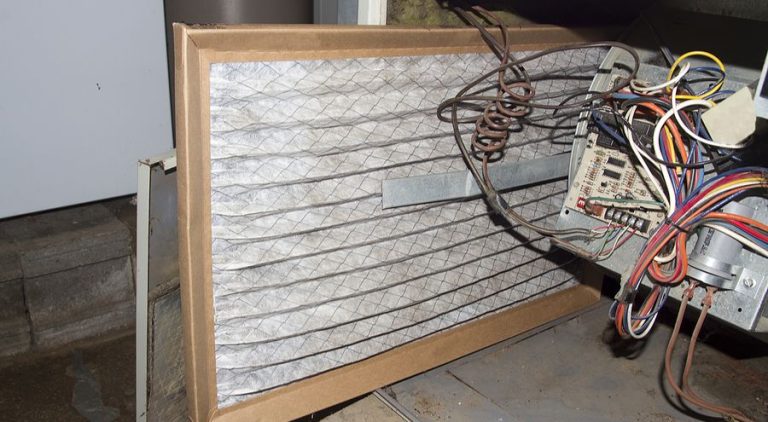 A furnace filter removed from the unit.